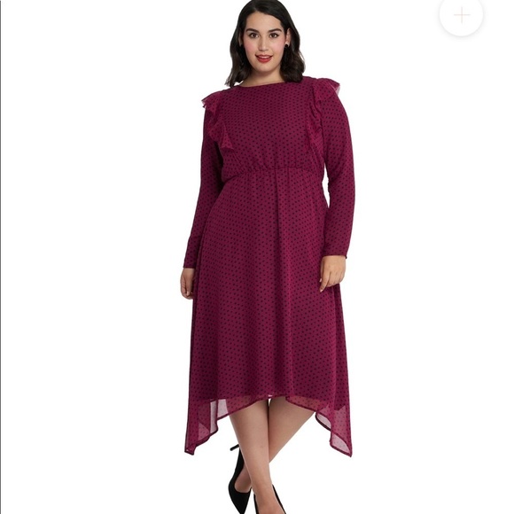 Wukogals Willow Chiffon Asymmetrical Dress Merlot - Picture 2 of 12